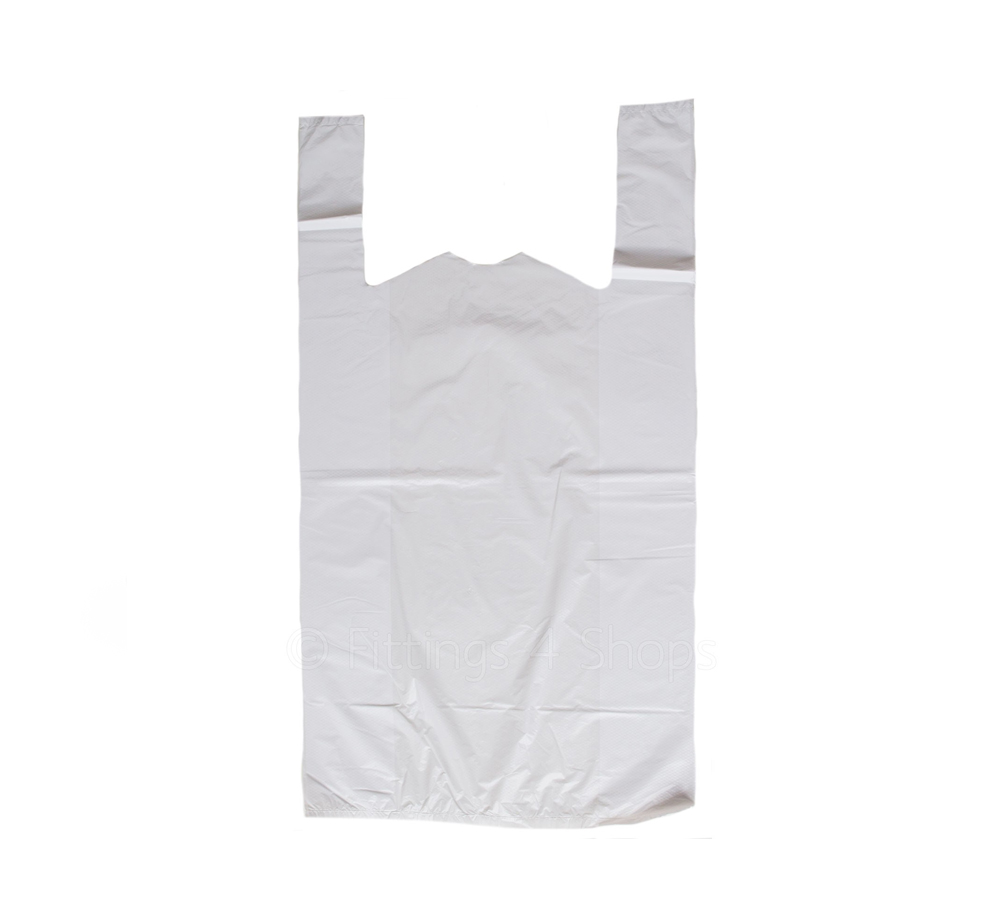 White Plastic Vest Style Carrier Bags 11x17x21