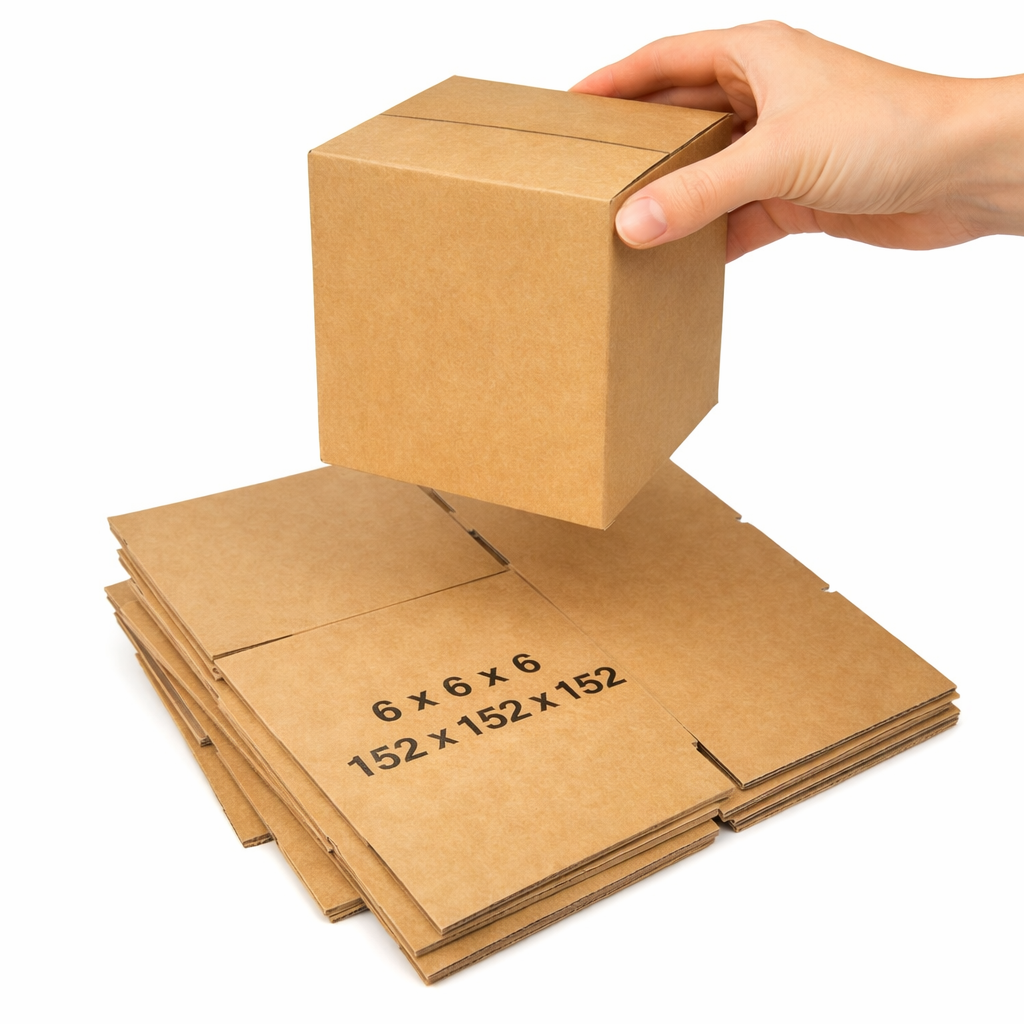 Single Wall Cube Cardboard Boxes 6" x 6" x 6" (152 x 152 x 152 mm) - Image 2