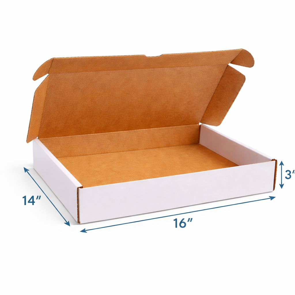 White Die Cut Parcel Postal Boxes 16"x14"x3" (440 x 350 x 80 mm) - Image 2