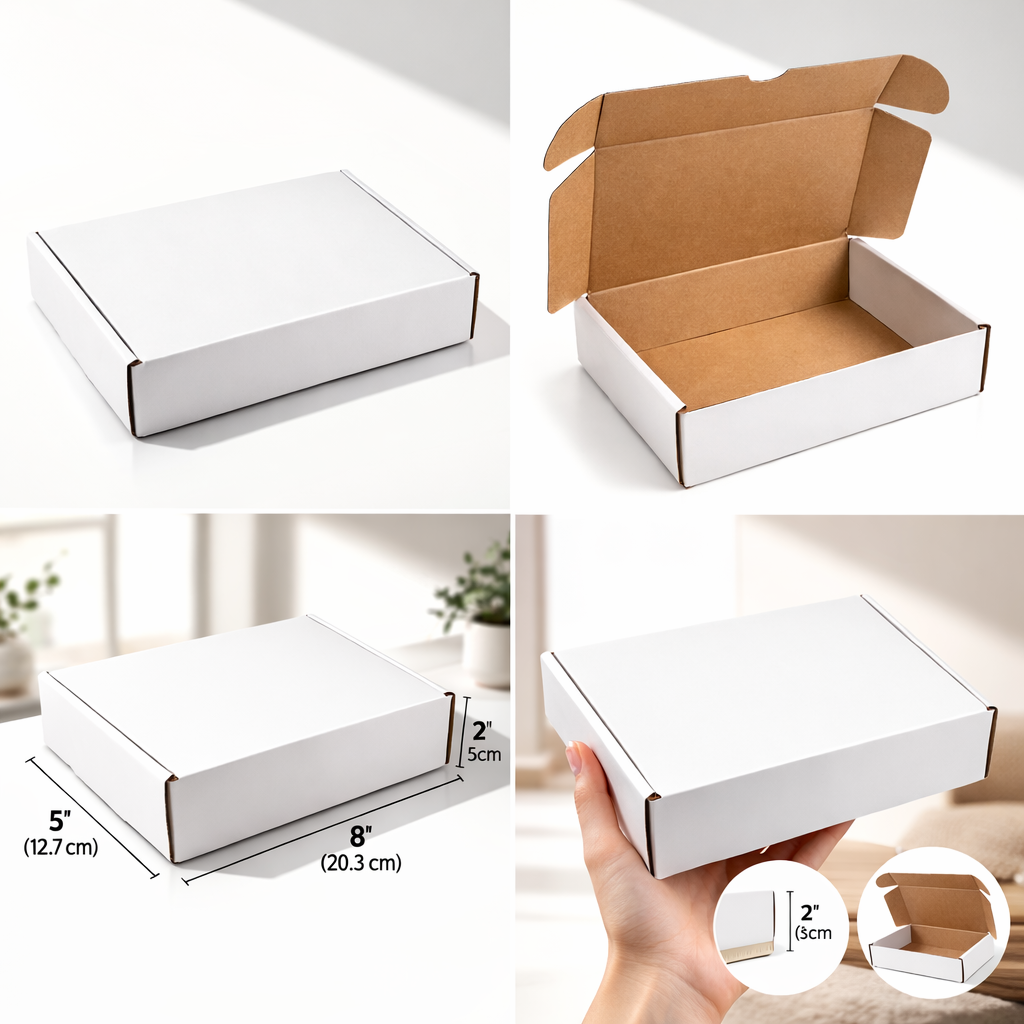 White Die Cut Parcel Postal Boxes 8"x5"x2" 200x120x50mm - Image 3