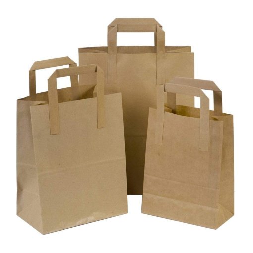 Small Brown Paper Kraft SOS Takeaway Food Bags 7"x3.5"x8.5"