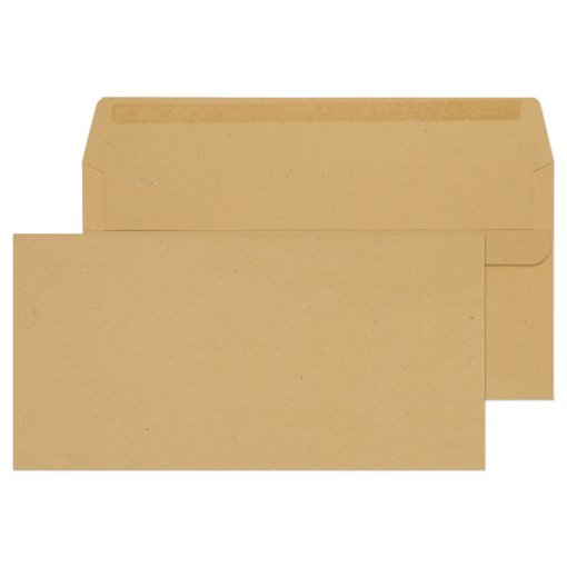 DL Manilla Plain Self Seal Brown Envelopes 110x220mm 80gsm