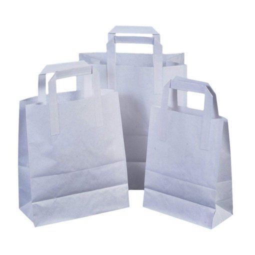 Medium Kraft White SOS Takeaway Paper Food Bags 8"x4"x10"