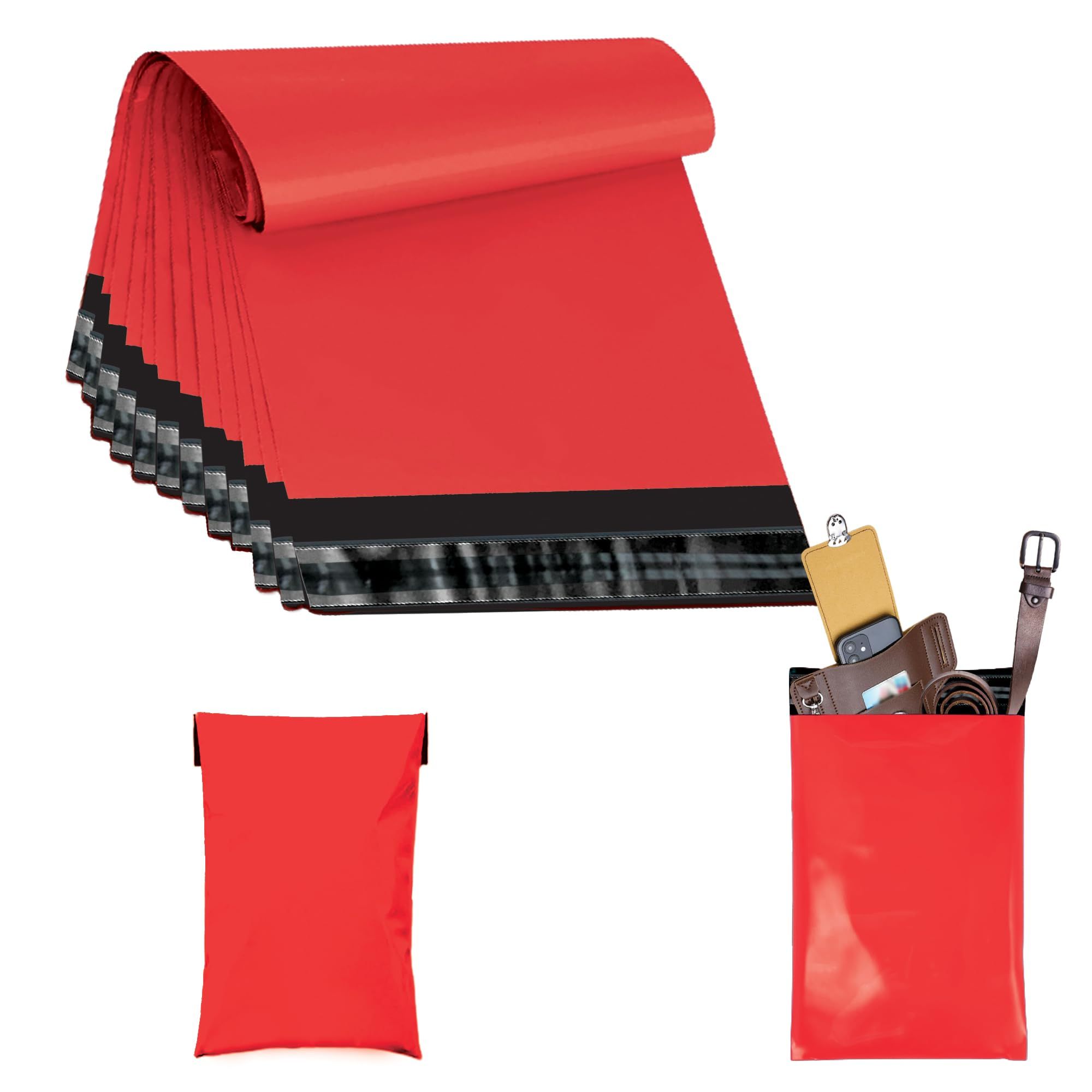 Red Postage Poly Mailing Bags 6" x 9" - 165x230mm - 100