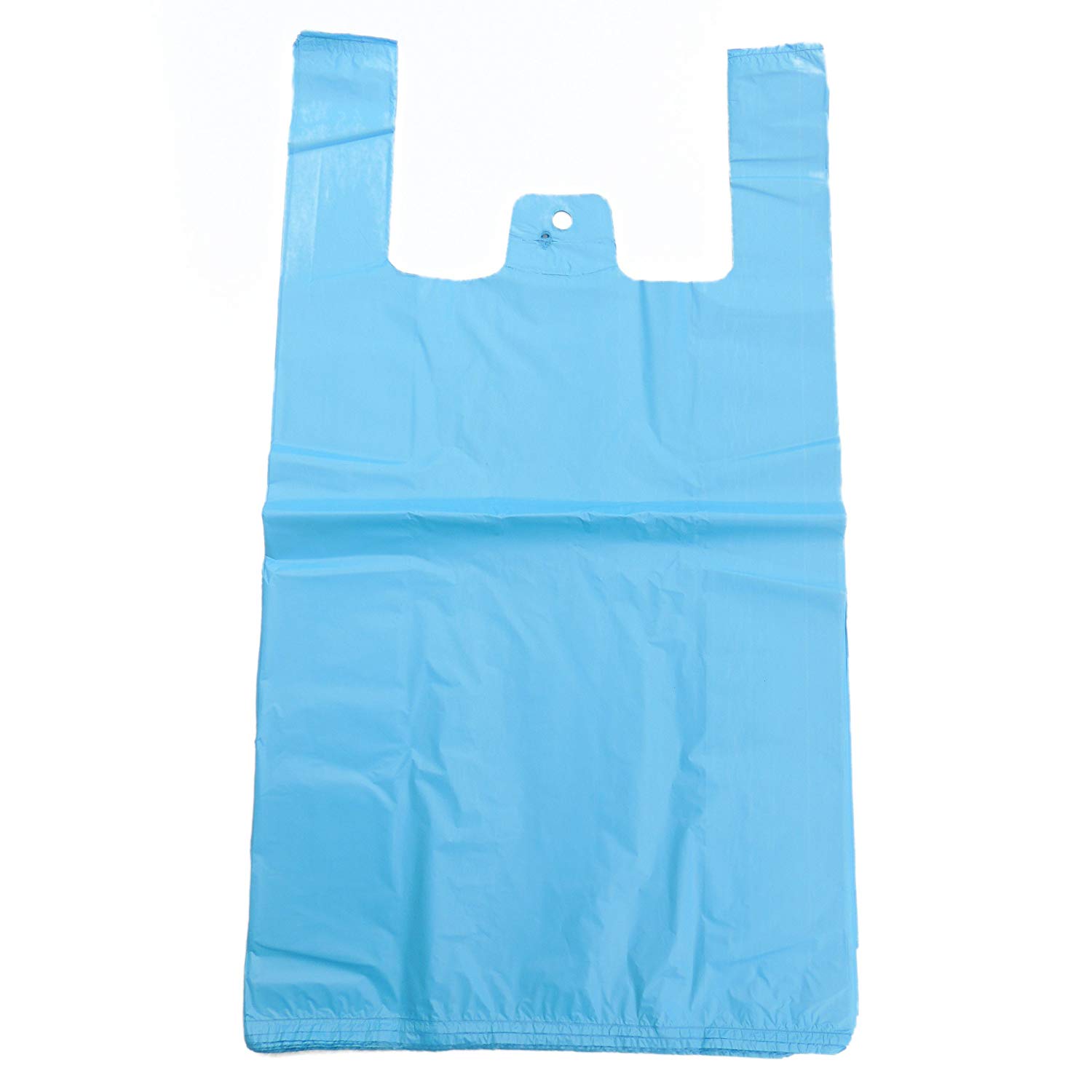 Blue Plastic Vest Style Carrier Bags 11x17x21" - 100