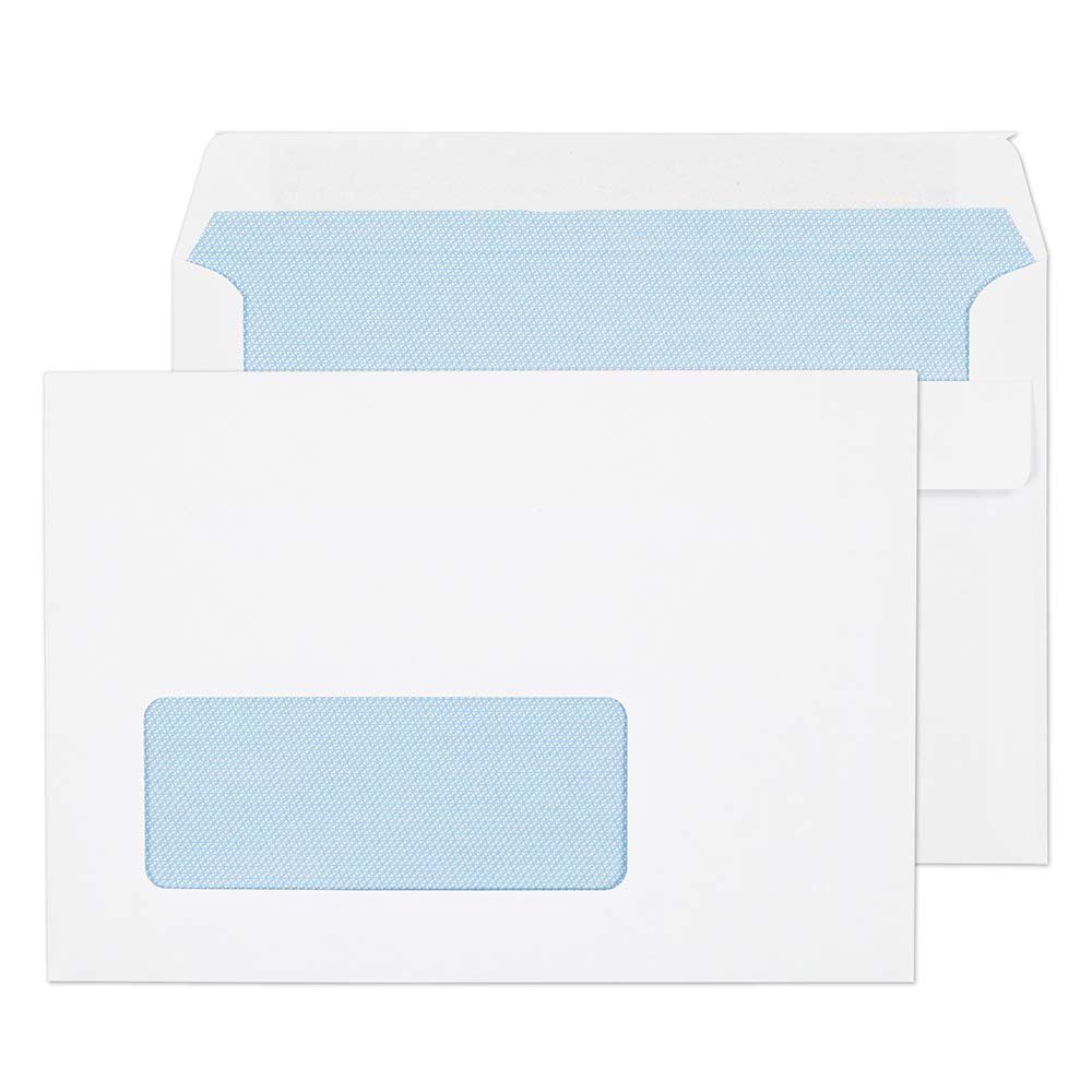 C6 White With Address Window Self Seal Envelopes 114x162mm , 80gsm - 50