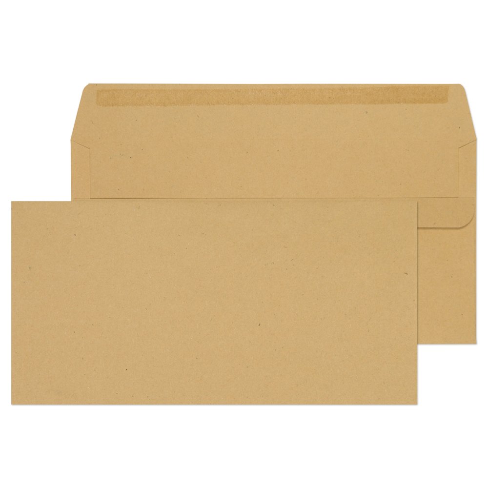 DL Manilla Plain Self Seal Brown Envelopes 110x220mm 80gsm - 50