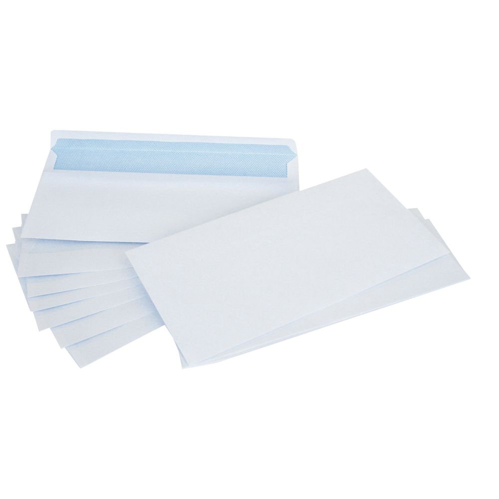 DL White Plain Self Seal Envelopes 110x220mm , 80gsm - 100