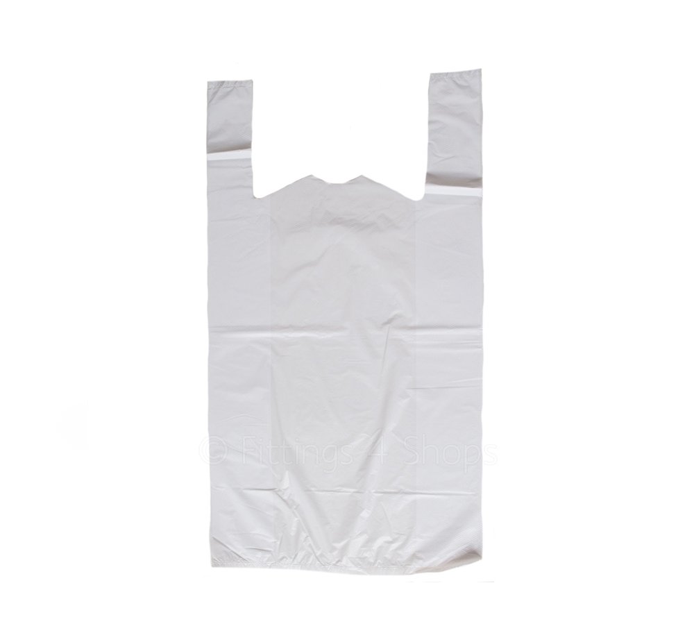White Plastic Vest Style Carrier Bags 11x17x21 - 100