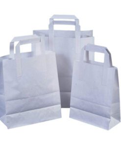 Medium Kraft White SOS Takeaway Paper Food Bags 8"x4"x10"