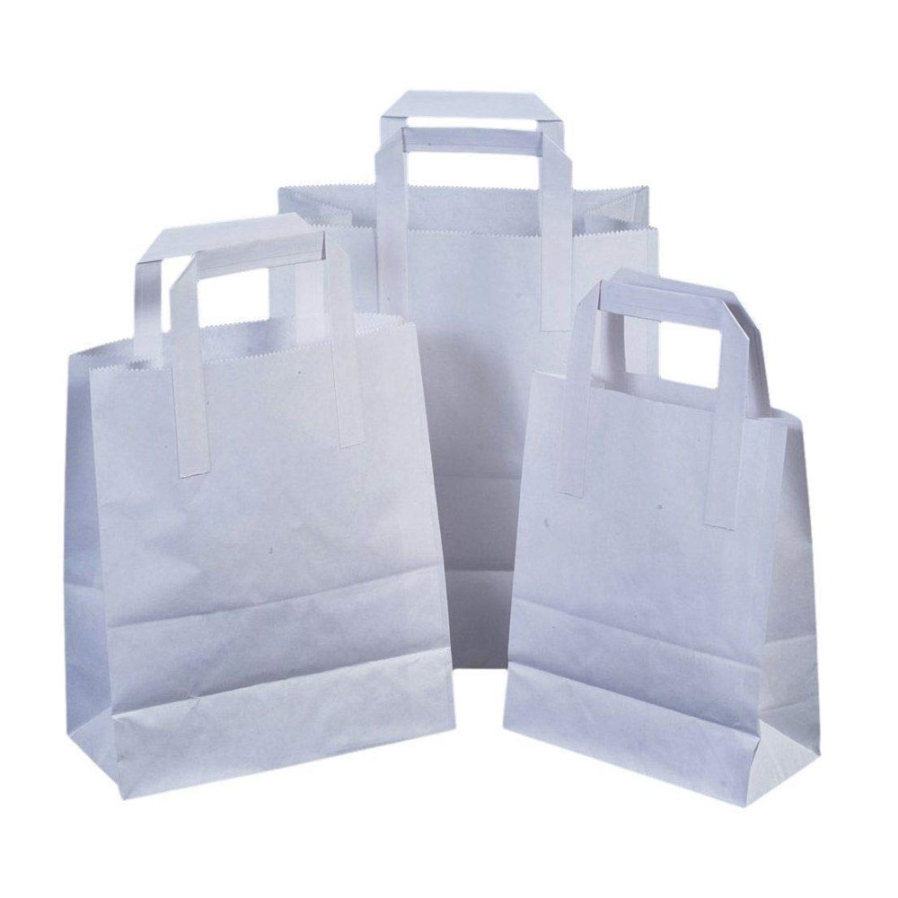 Large White Kraft Takeaway Paper Food Bags 10"x5.5"x12.5" - 1000