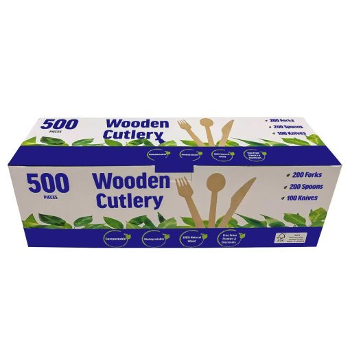 Heavy Duty 500pc Wooden Cutlery - Spoons - Forks - Knives - Image 3