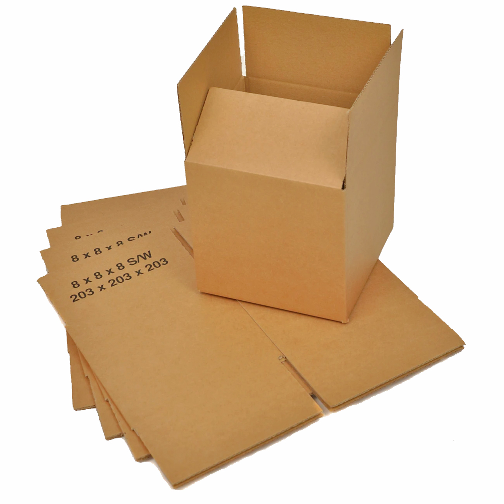 Single Wall Cube Cardboard Boxes 8" x 8" x 8" (203 x 203 x 203 mm)