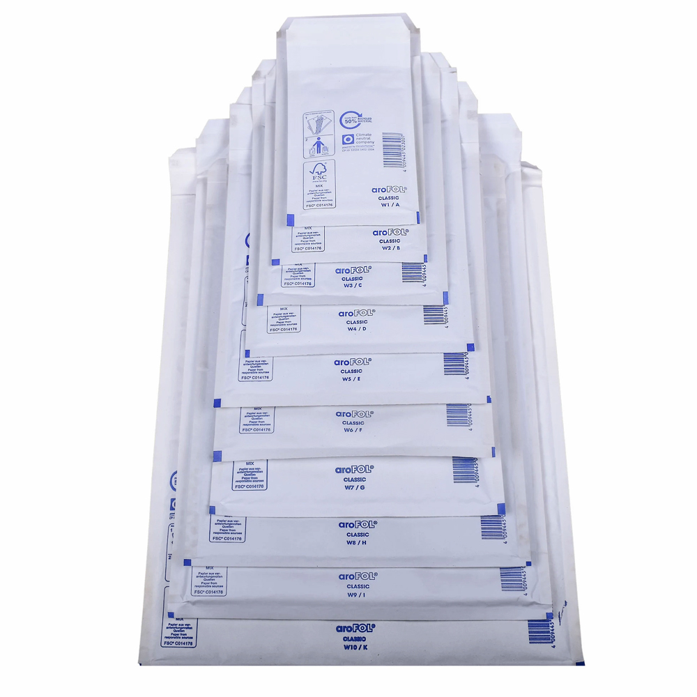 Arofol Size 5 (2/E) White Padded Bubble Envelopes 220x265mm - 50